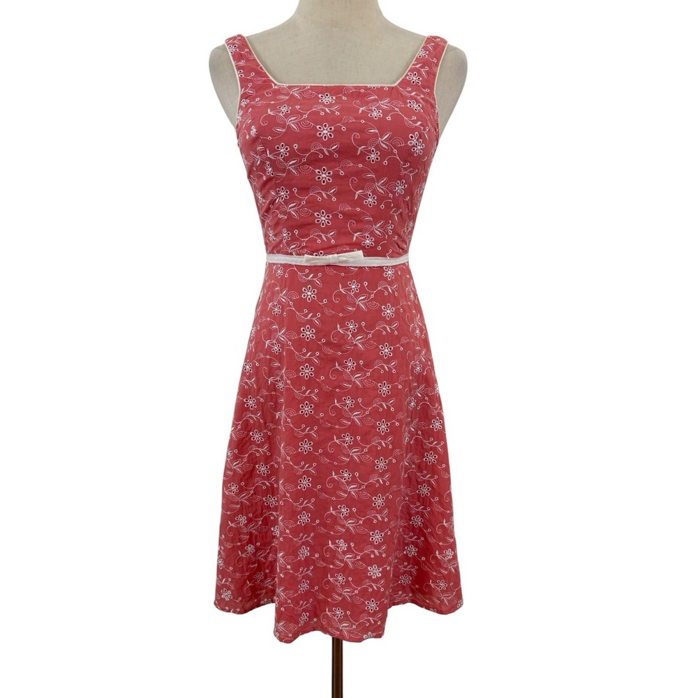 Vtg 90s City Triangles Sundress XS Pink Floral Embroidered Twee Cottagecore